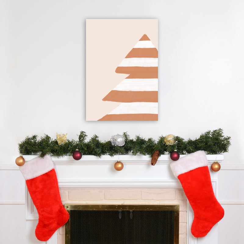 Stripey Xmas Tree Christmas Art Print by Orara Studio A2 Black Frame