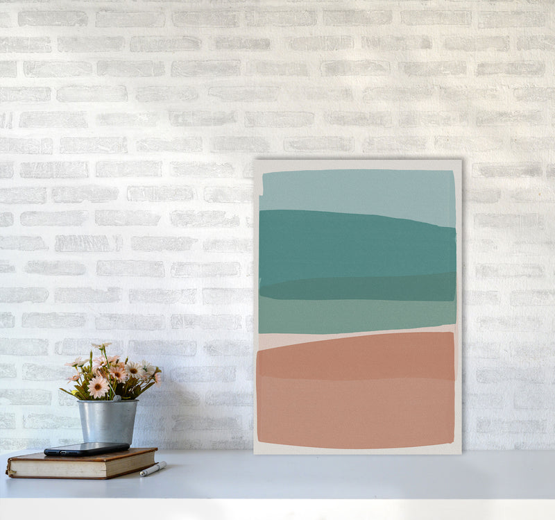 Modern Turquoise and Pink Abstract Art Print by Orara Studio A2 Black Frame