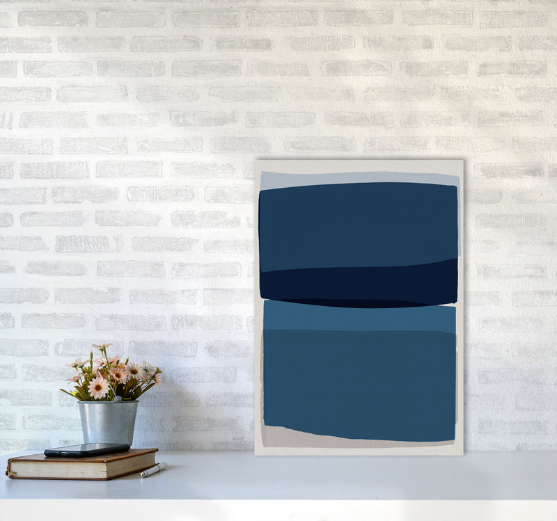 Modern Blue Abstract Art Print by Orara Studio A2 Black Frame