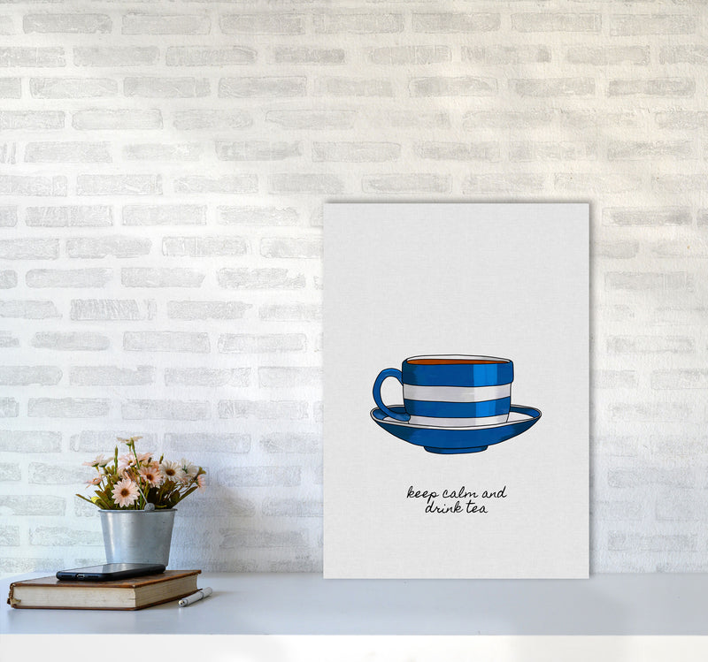 Keep Calm & Drink Tea Quote Art Print by Orara Studio A2 Black Frame