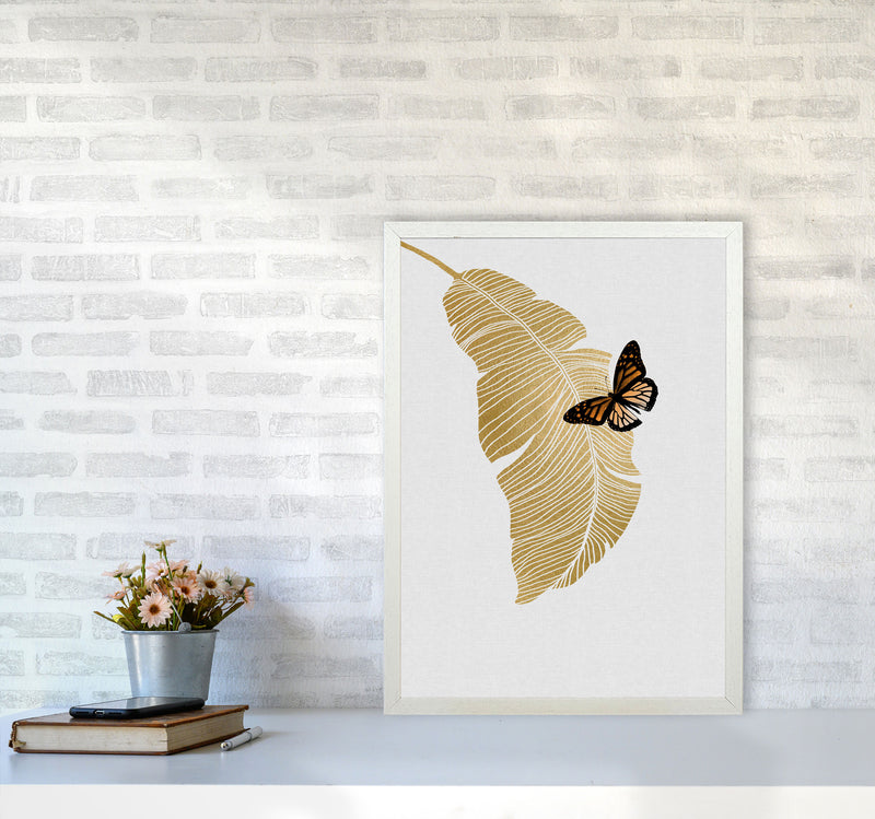 Butterfly & Palm Leaf Print By Orara Studio A2 Oak Frame