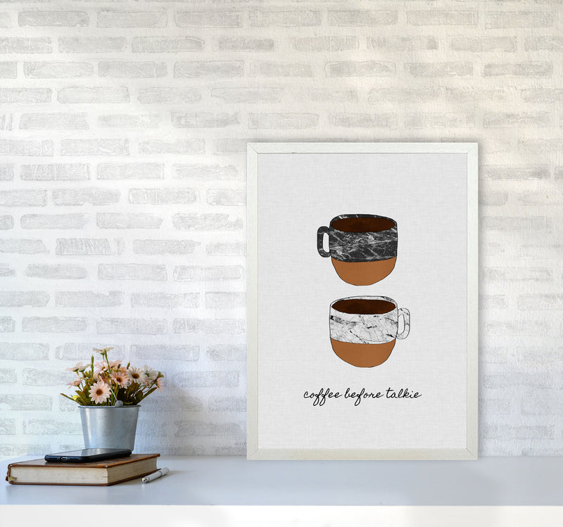 Coffee Before Talkie Print By Orara Studio, Framed Kitchen Wall Art A2 Oak Frame
