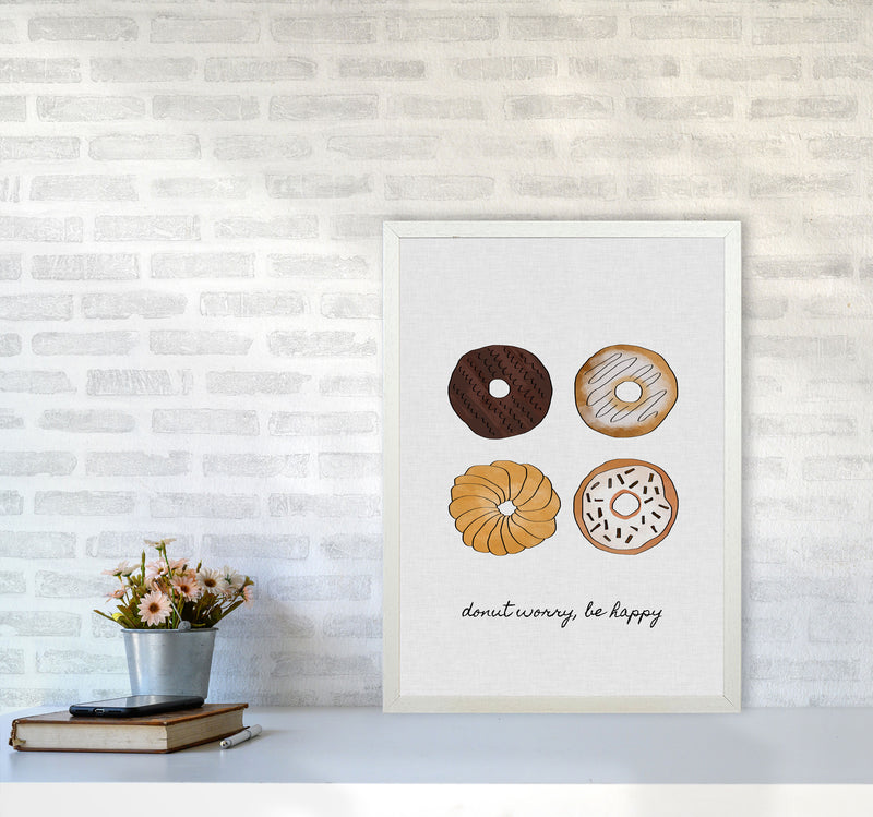 Donut Worry Print By Orara Studio, Framed Kitchen Wall Art A2 Oak Frame
