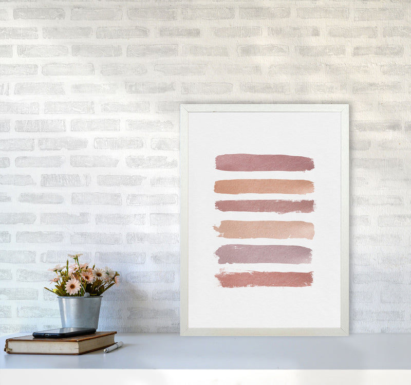 Dusty Rose Stripes Print By Orara Studio A2 Oak Frame