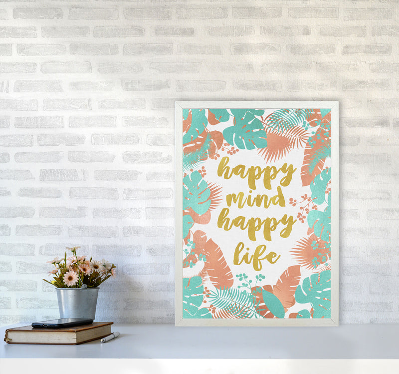 Happy Mind Happy Life Print By Orara Studio A2 Oak Frame
