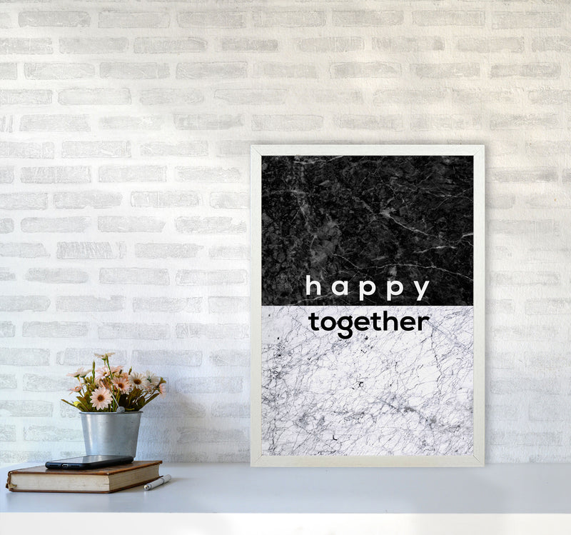 Happy Together Black & White Quote Print By Orara Studio A2 Oak Frame