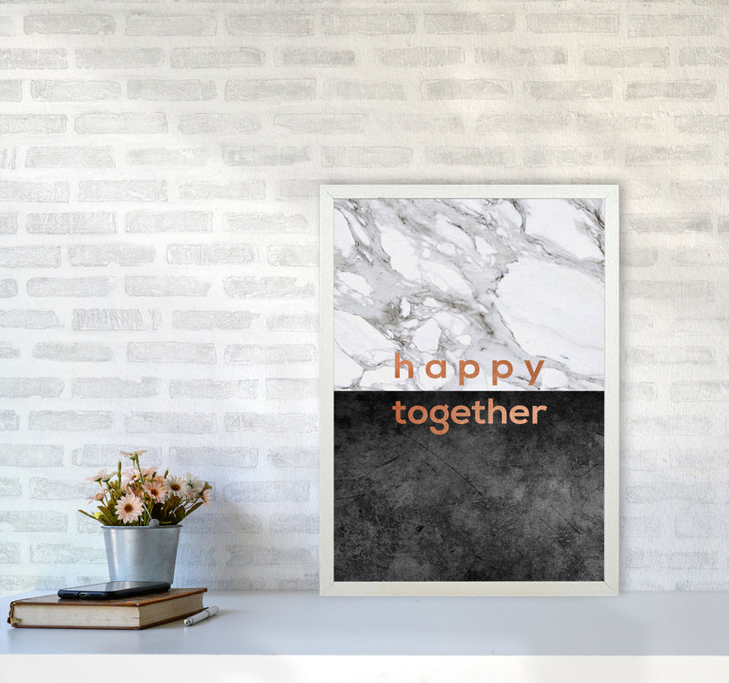 Happy Together Copper Quote Print By Orara Studio A2 Oak Frame
