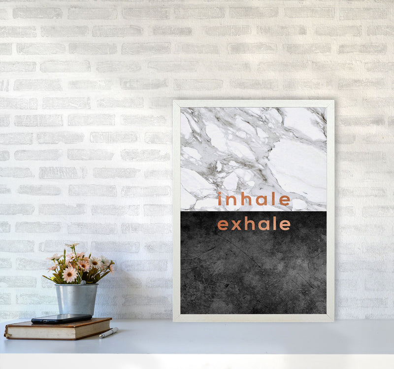 Inhale Exhale Copper Quote Print By Orara Studio A2 Oak Frame