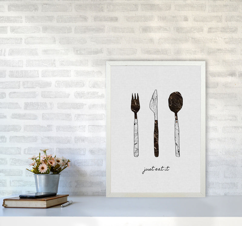 Just Eat It Print By Orara Studio, Framed Kitchen Wall Art A2 Oak Frame