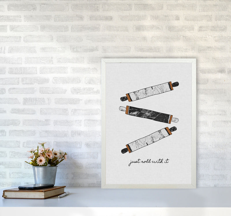 Just Roll With It Print By Orara Studio, Framed Kitchen Wall Art A2 Oak Frame