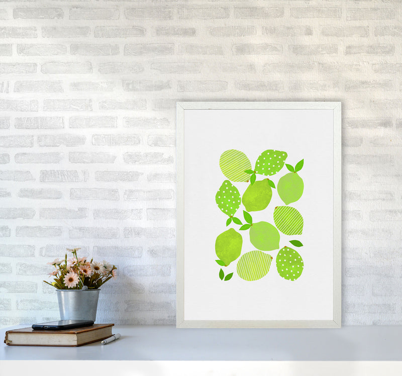 Lime Crowd Print By Orara Studio, Framed Kitchen Wall Art A2 Oak Frame
