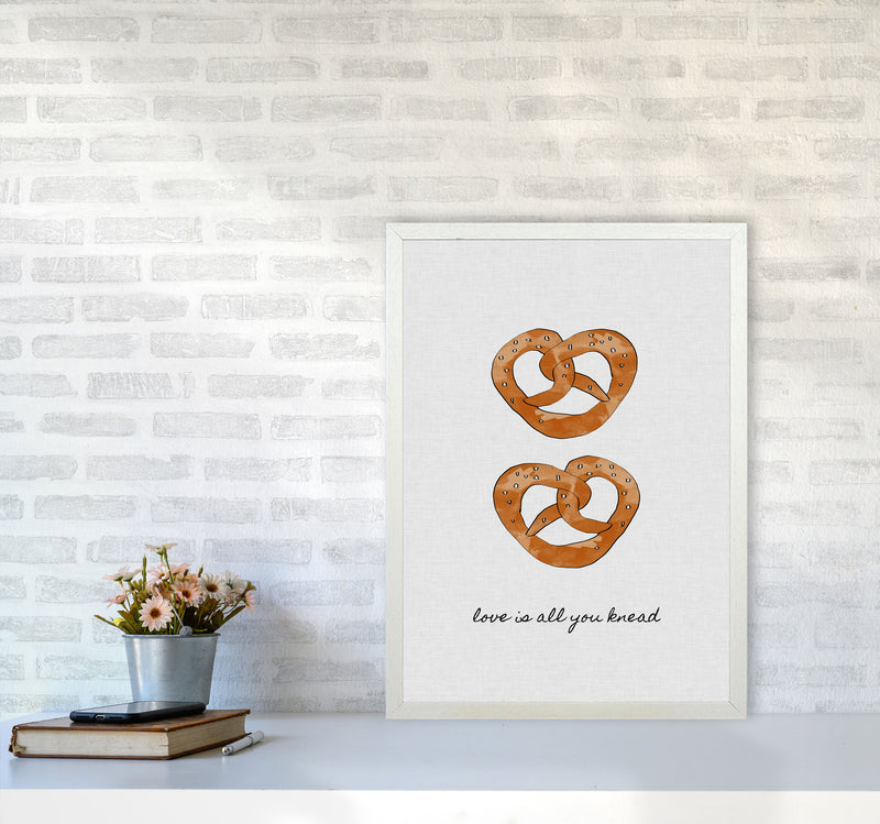 Love Is All You Knead Print By Orara Studio, Framed Kitchen Wall Art A2 Oak Frame