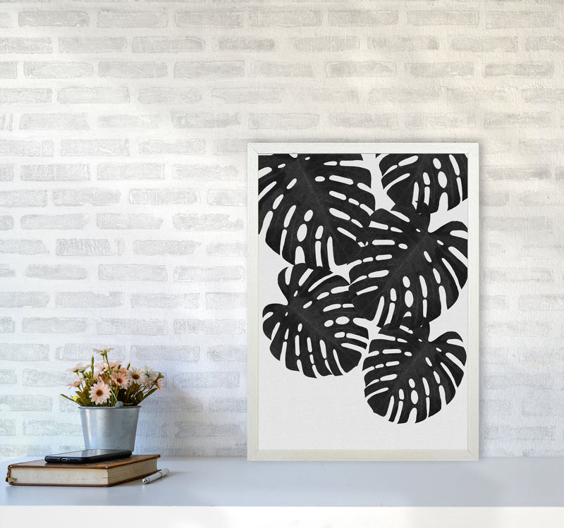 Monstera Black & White I Print By Orara Studio A2 Oak Frame