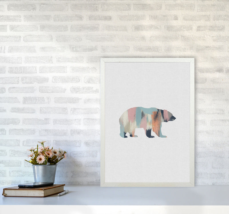 Pastel Bear Print By Orara Studio Animal Art Print A2 Oak Frame