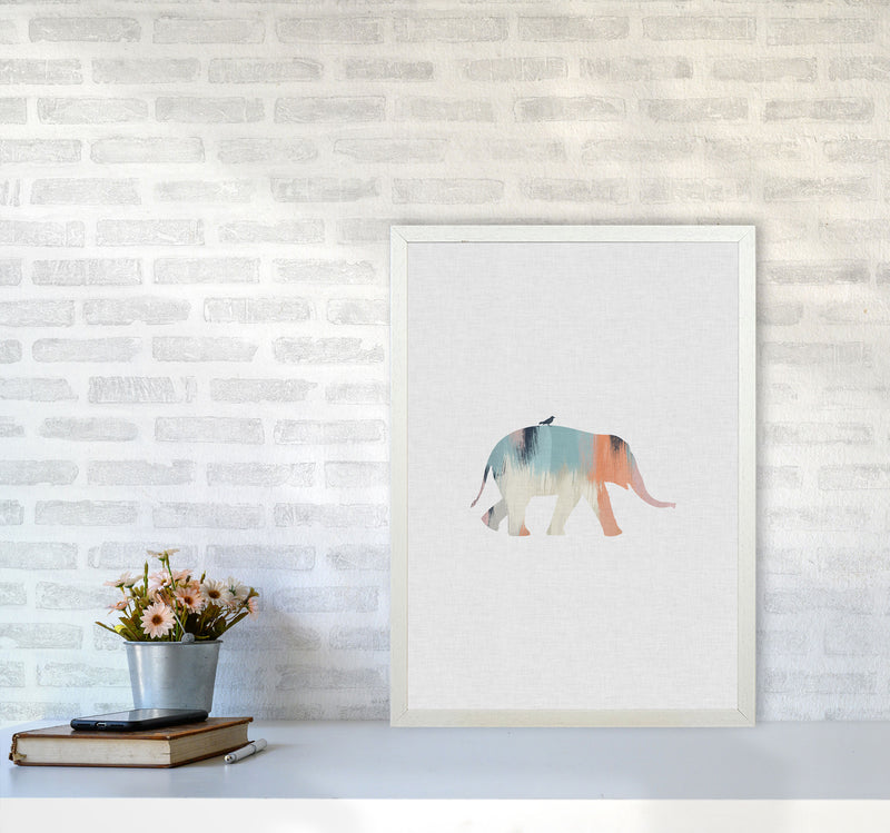 Pastel Elephant Print By Orara Studio Animal Art Print A2 Oak Frame