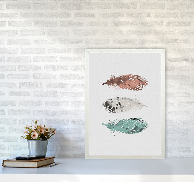 Pastel Feathers Print By Orara Studio, Framed Botanical & Nature Art Print A2 Oak Frame