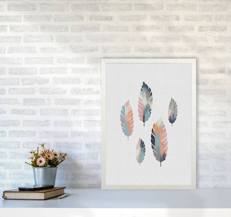 Pastel Leaves Print By Orara Studio, Framed Botanical & Nature Art Print A2 Oak Frame