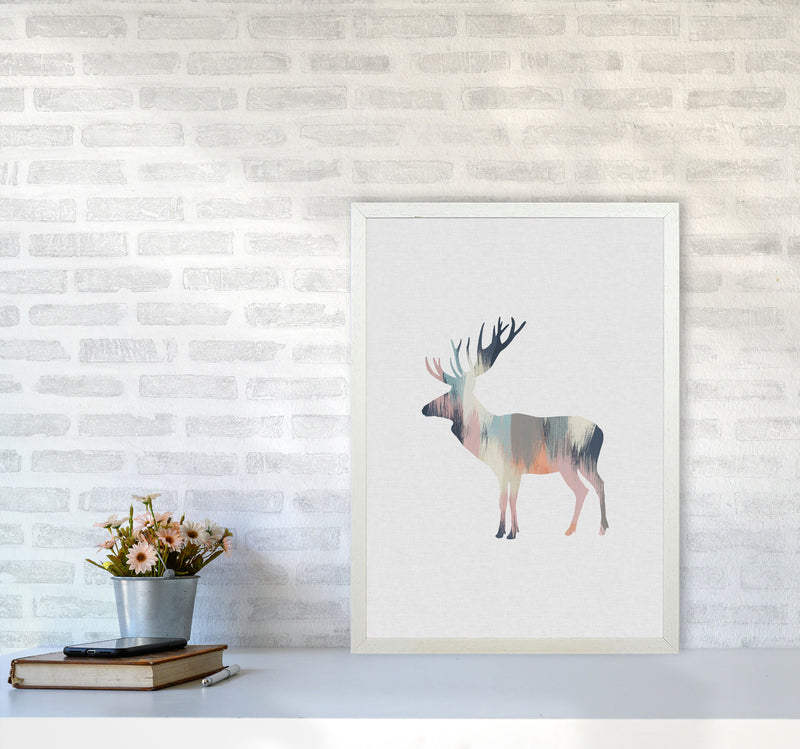 Pastel Moose Print By Orara Studio Animal Art Print A2 Oak Frame