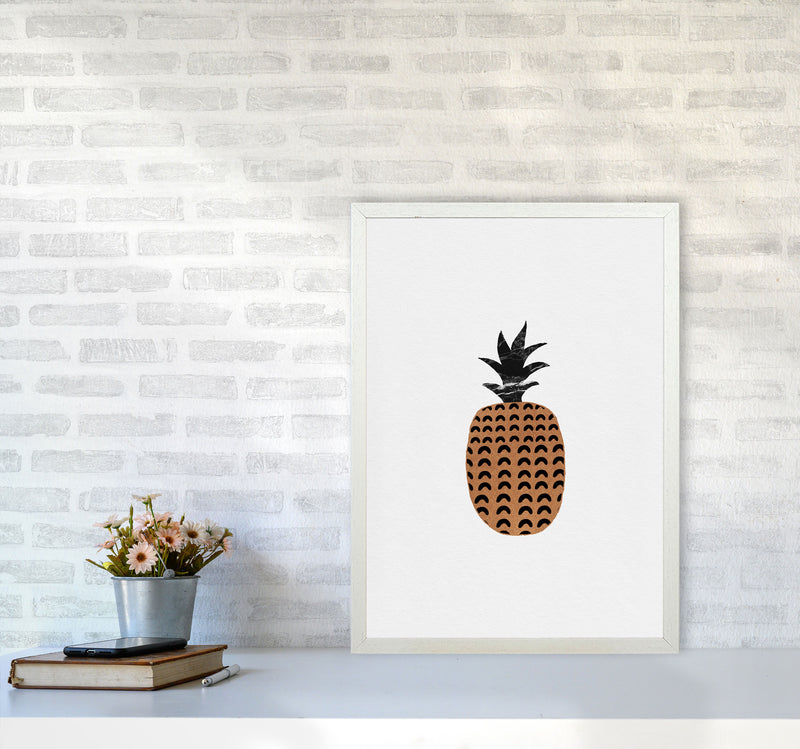 Pineapple Fruit Illustration Print By Orara Studio, Framed Kitchen Wall Art A2 Oak Frame