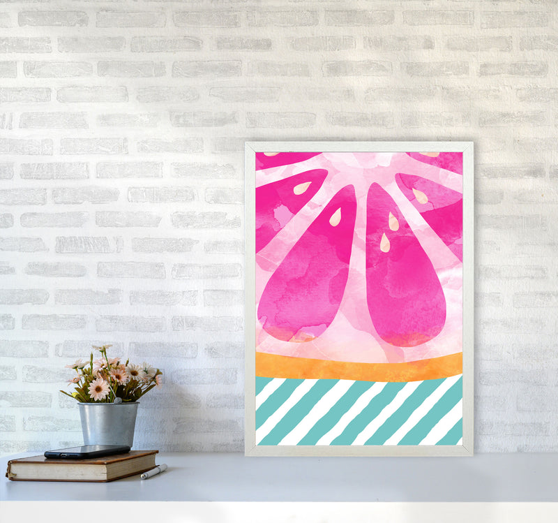 Pink Grapefruit Abstract Print By Orara Studio, Framed Kitchen Wall Art A2 Oak Frame