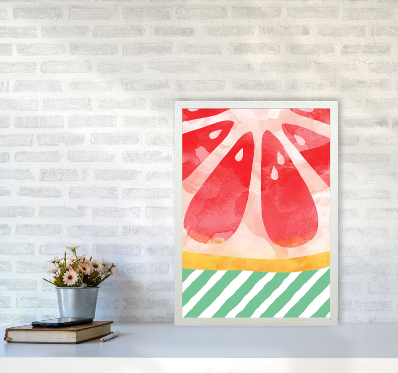 Red Grapefruit Abstract Print By Orara Studio, Framed Kitchen Wall Art A2 Oak Frame