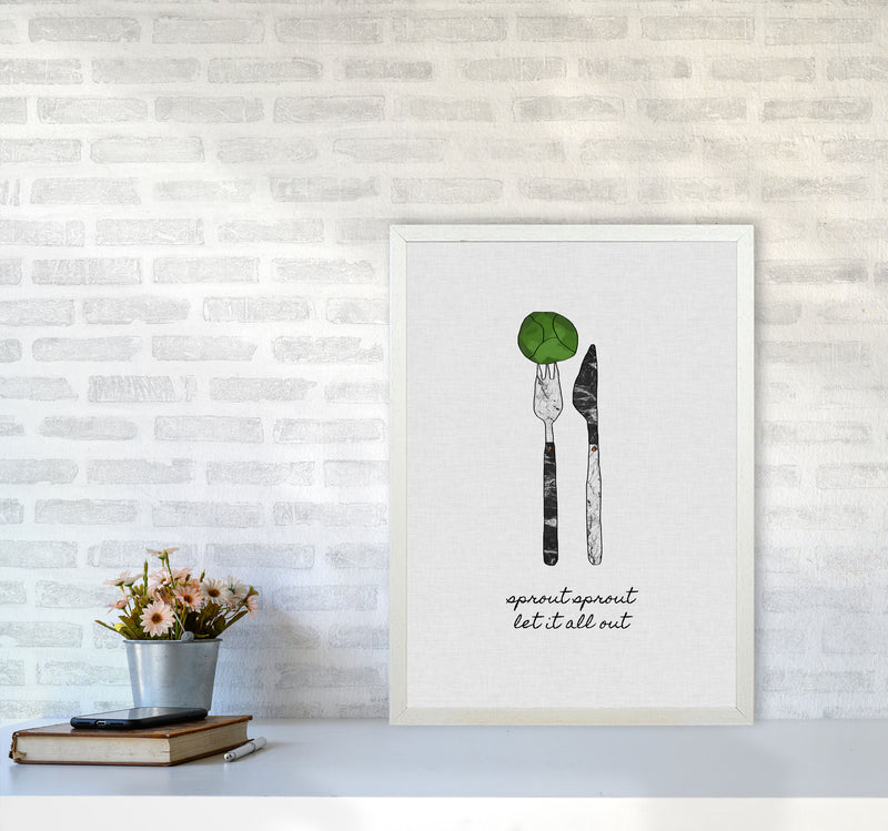 Sprout Sprout Print By Orara Studio, Framed Kitchen Wall Art A2 Oak Frame