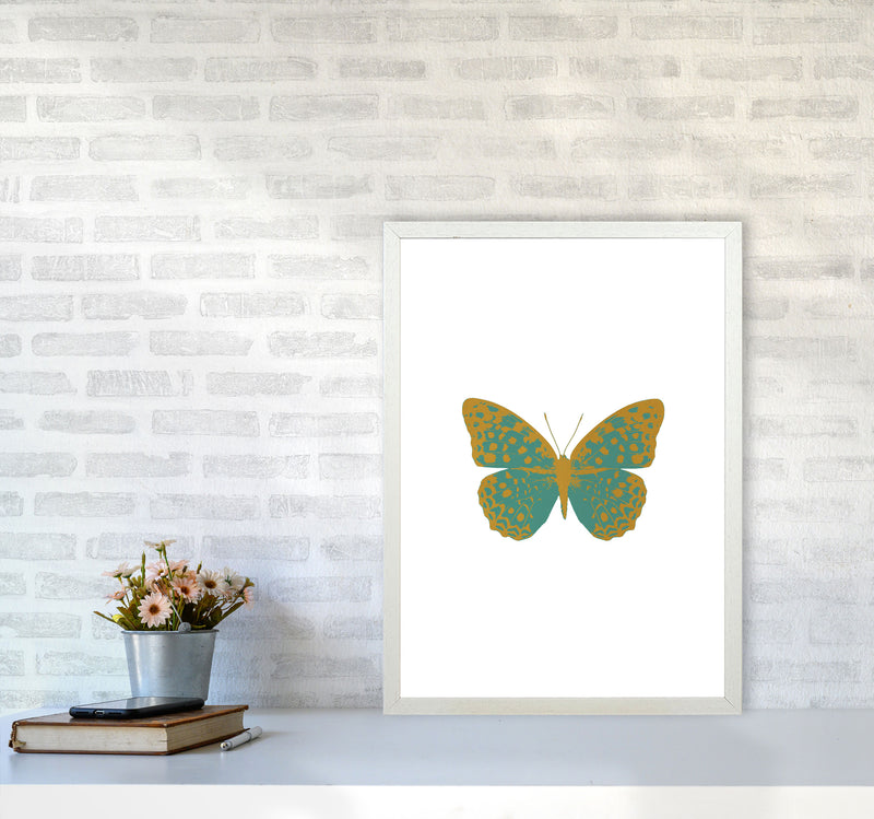 Teal Butterfly Print By Orara Studio Animal Art Print A2 Oak Frame