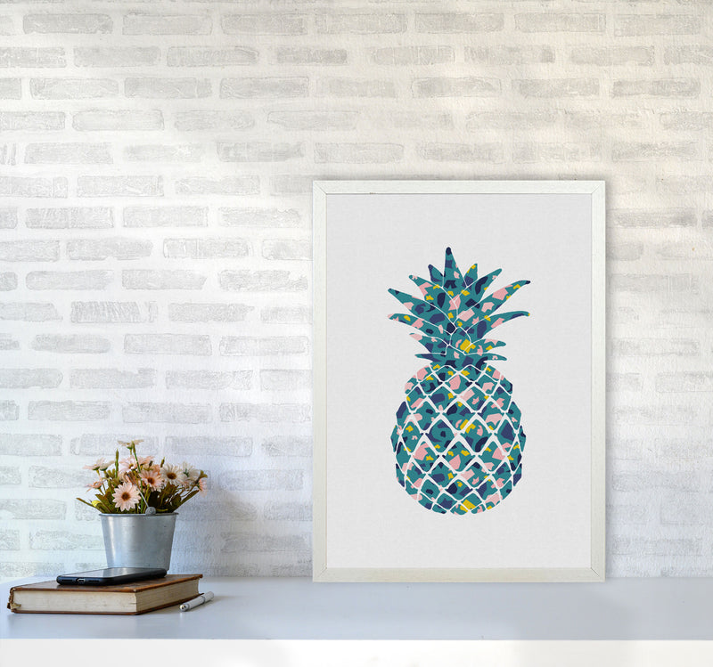 Teal Pineapple Print By Orara Studio, Framed Kitchen Wall Art A2 Oak Frame