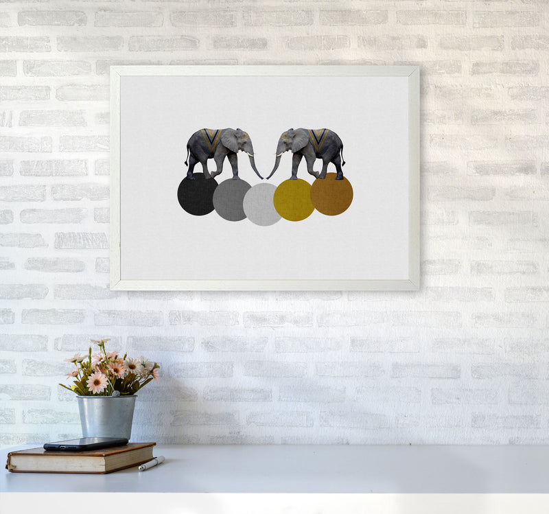 Tribal Elephants Print By Orara Studio Animal Art Print A2 Oak Frame