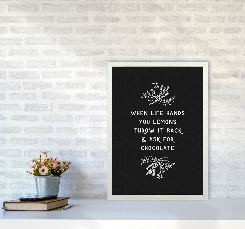 When Life Hands You Lemons Funny Quote Print By Orara Studio, Kitchen Wall Art A2 Oak Frame