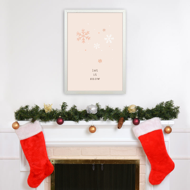 Let It Snow Christmas Art Print by Orara Studio A2 Oak Frame