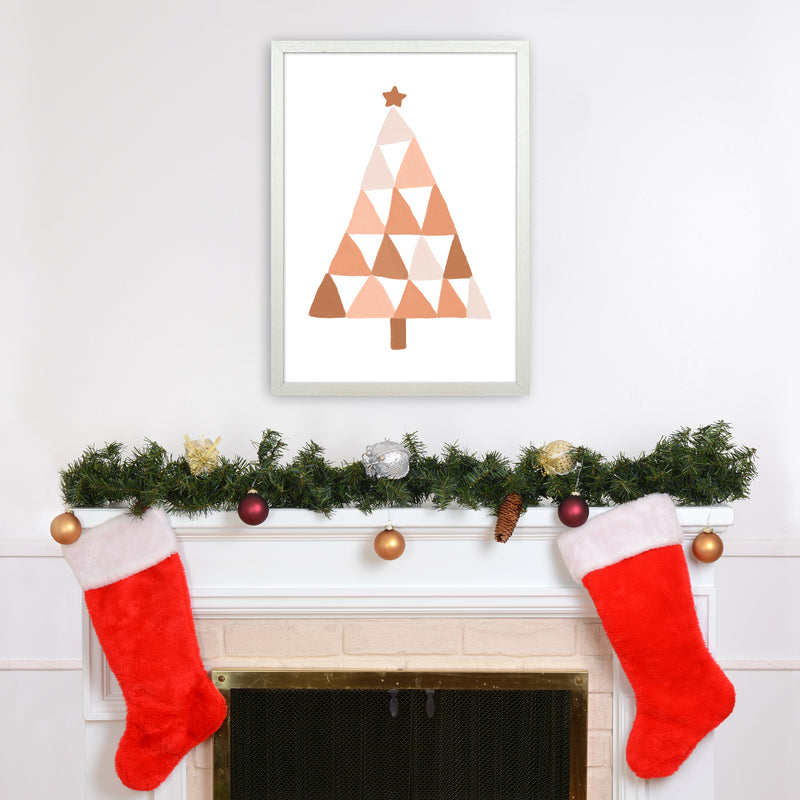 Pastel Christmas Tree Christmas Art Print by Orara Studio A2 Oak Frame