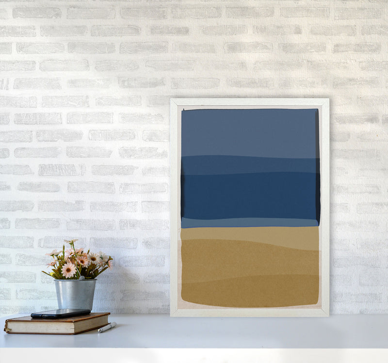 Modern Blue and Brown Abstract Art Print by Orara Studio A2 Oak Frame