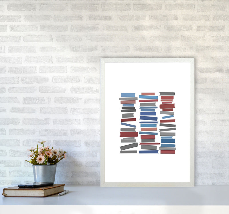 Books Colourful Abstract Art Print by Orara Studio A2 Oak Frame