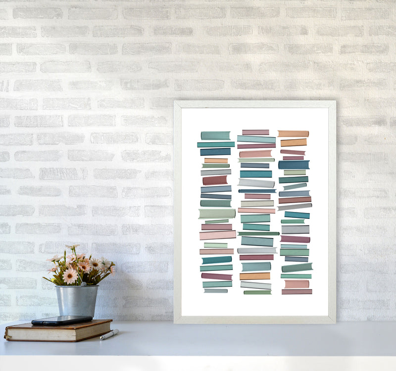 Books Pastel Abstract Art Print by Orara Studio A2 Oak Frame
