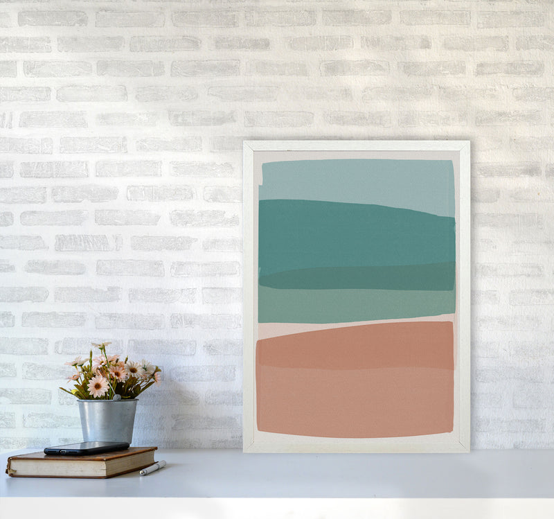 Modern Turquoise and Pink Abstract Art Print by Orara Studio A2 Oak Frame