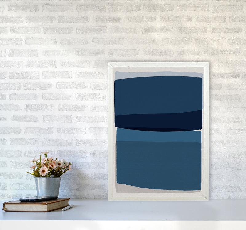 Modern Blue Abstract Art Print by Orara Studio A2 Oak Frame