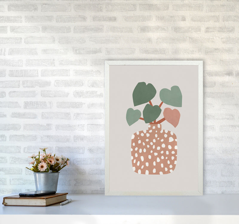 Terrazzo & Heart Plant Art Print by Orara Studios A2 Oak Frame