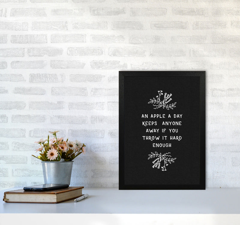 An Apple A Day Funny Quote Print By Orara Studio A3 White Frame