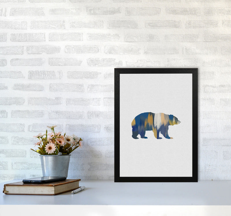 Bear Blue & Yellow Animal Art Print By Orara Studio Animal Art Print A3 White Frame