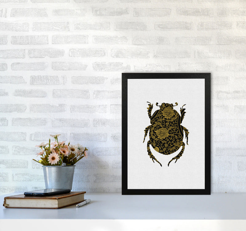 Black And Gold Beetle I Print By Orara Studio Animal Art Print A3 White Frame