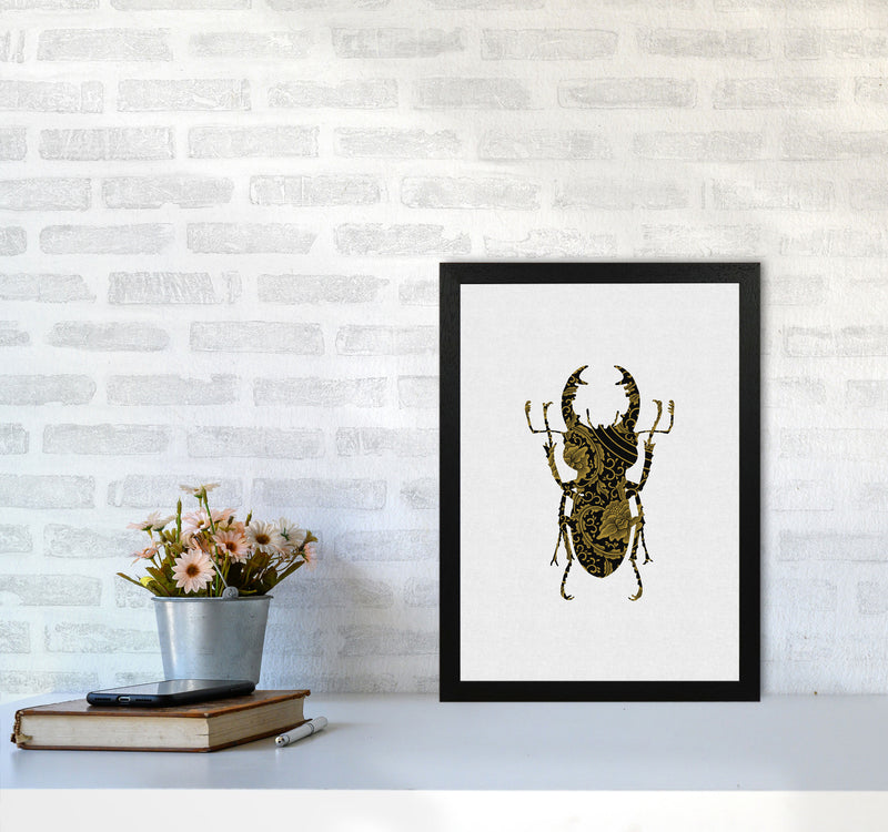 Black And Gold Beetle II Print By Orara Studio Animal Art Print A3 White Frame