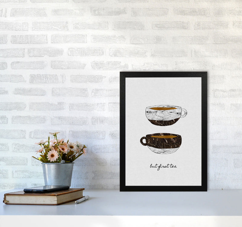 But First Tea Print By Orara Studio, Framed Kitchen Wall Art A3 White Frame