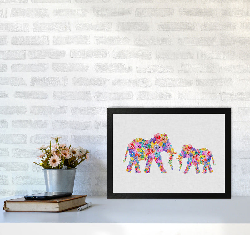 Floral Elephants Print By Orara Studio Animal Art Print A3 White Frame