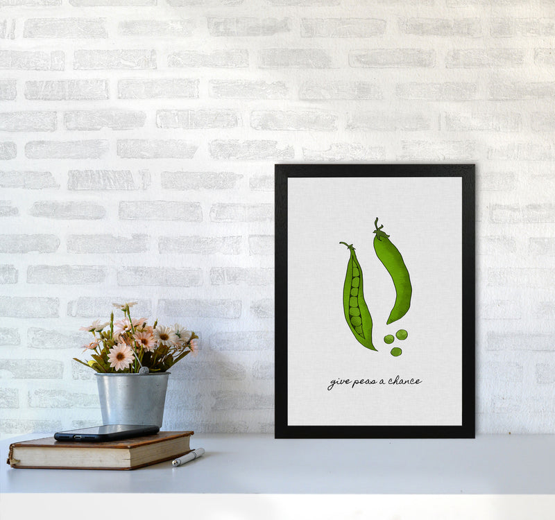 Give Peas A Chance Print By Orara Studio, Framed Kitchen Wall Art A3 White Frame