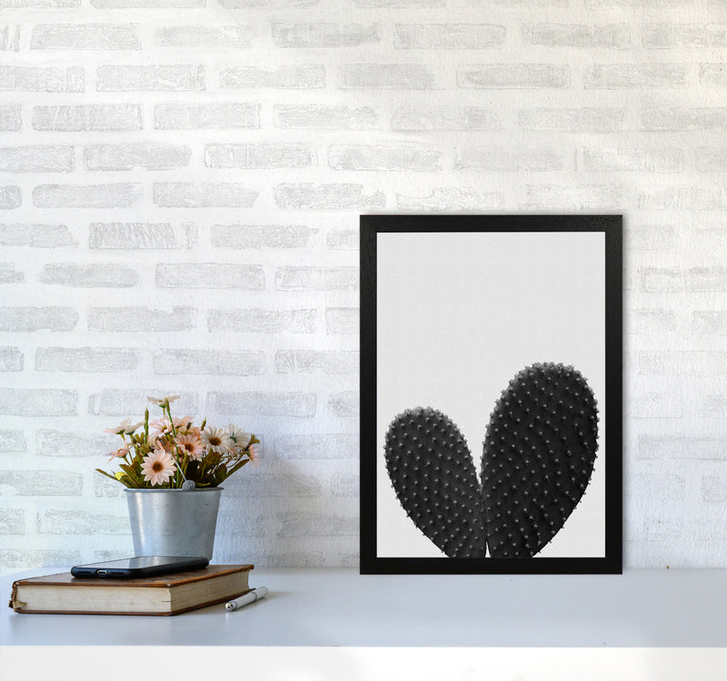 Heart Cactus Black & White Print By Orara Studio A3 White Frame