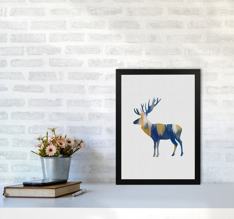 Moose Blue & Yellow Print By Orara Studio Animal Art Print A3 White Frame