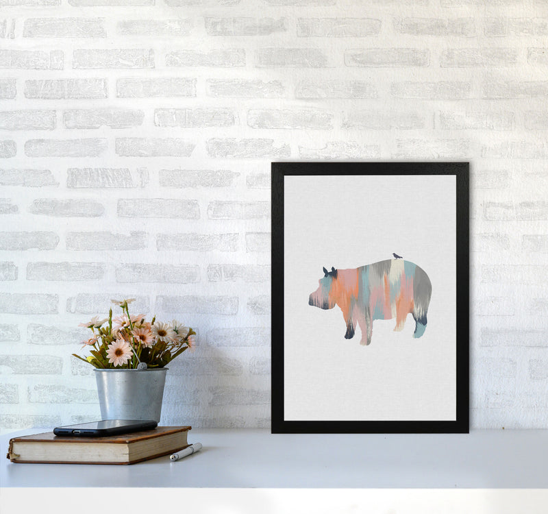 Pastel Hippo Print By Orara Studio Animal Art Print A3 White Frame