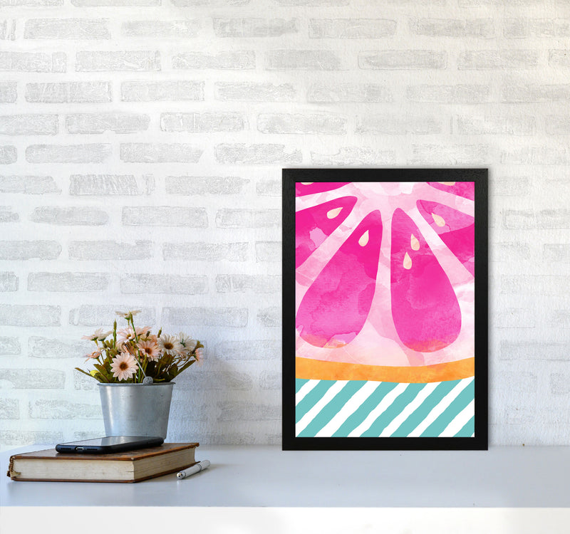 Pink Grapefruit Abstract Print By Orara Studio, Framed Kitchen Wall Art A3 White Frame
