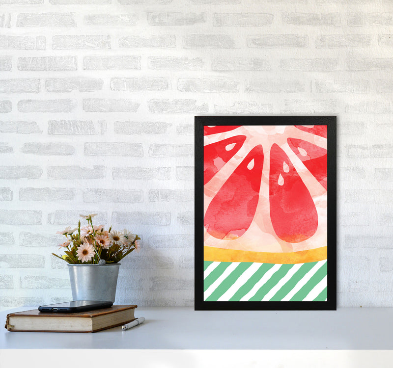 Red Grapefruit Abstract Print By Orara Studio, Framed Kitchen Wall Art A3 White Frame